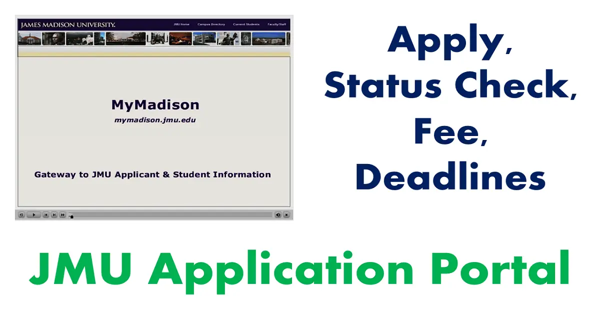 JMU Application Portal Apply and Status check, Fee, Deadlines