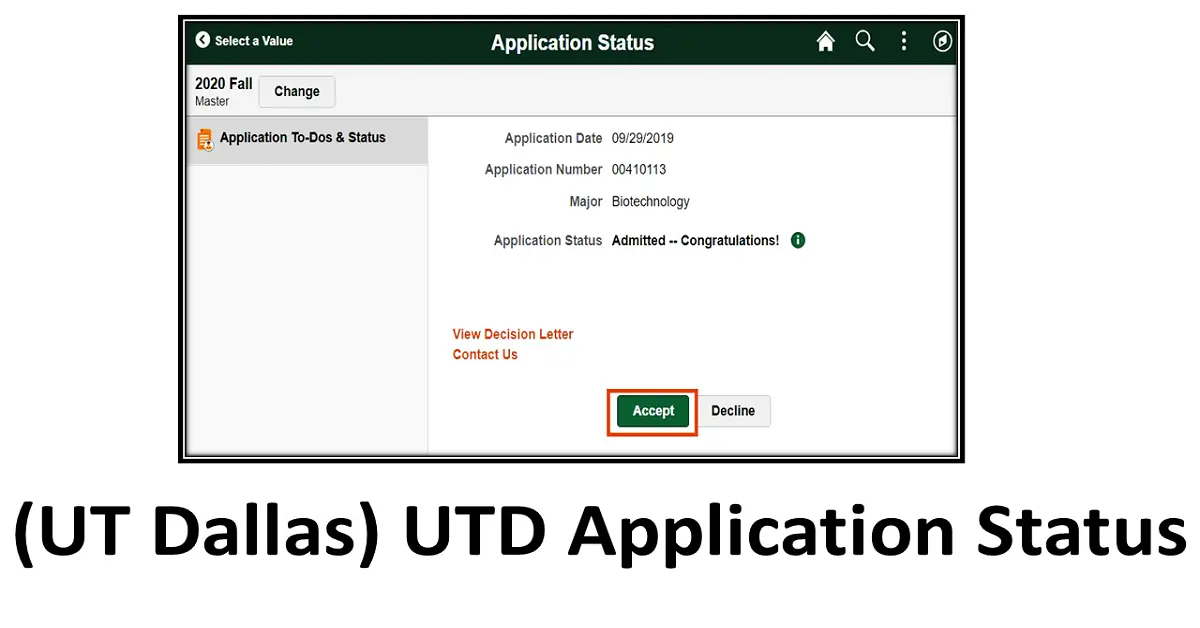 (UT Dallas ) UTD Application Status Check Online