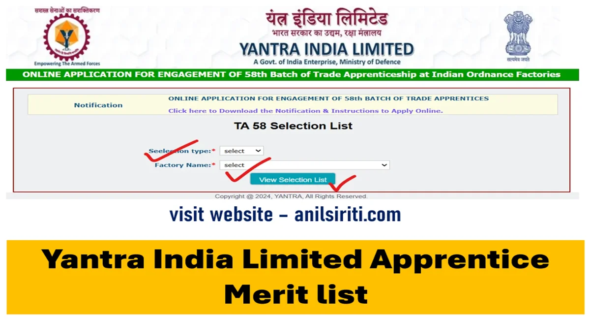 yantra india limited apprentice merit list
