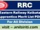 eastern railway kolkata apprentice merit list