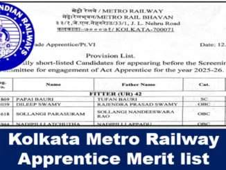 kolkata metro railway apprentice merit list