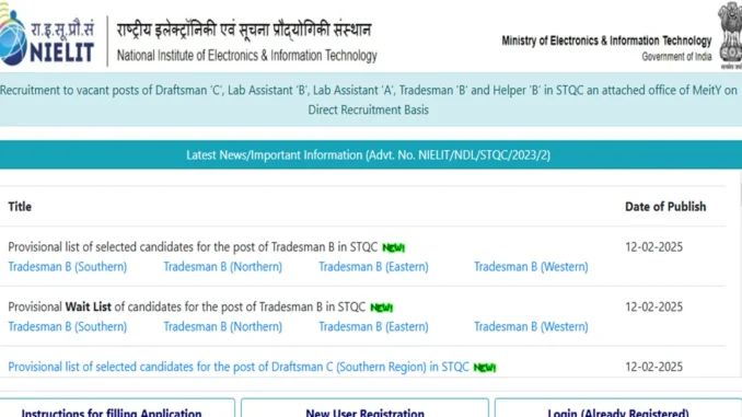 NIELIT Recruitment Result