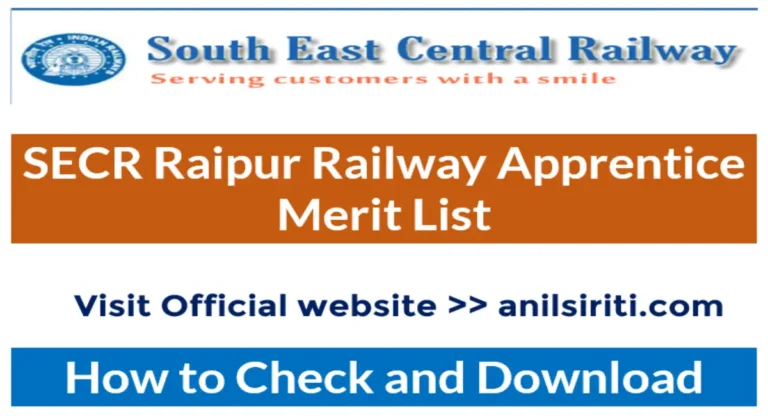 SECR Raipur Railway Apprentice Merit List