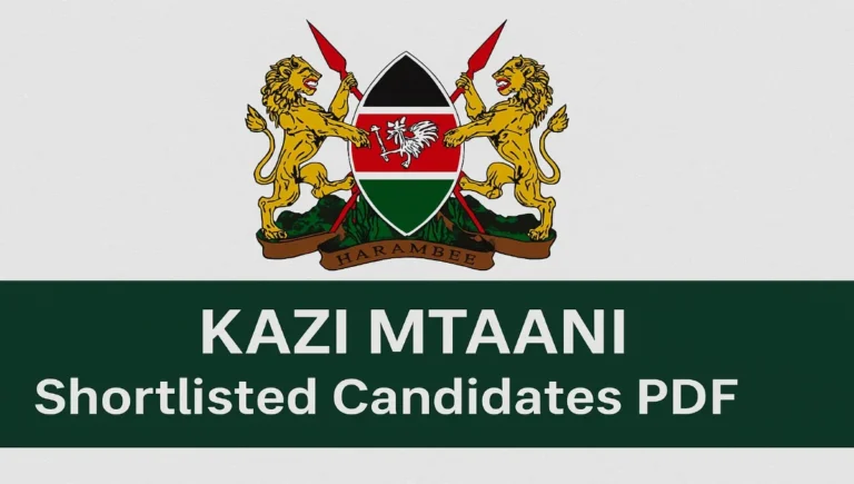 Kazi Mtaani Shortlisted Candidates pdf
