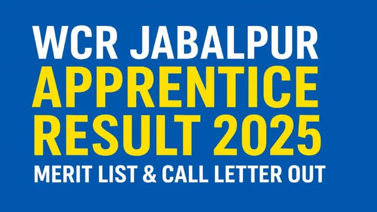 WCR Jabalpur Apprentice Result 2025